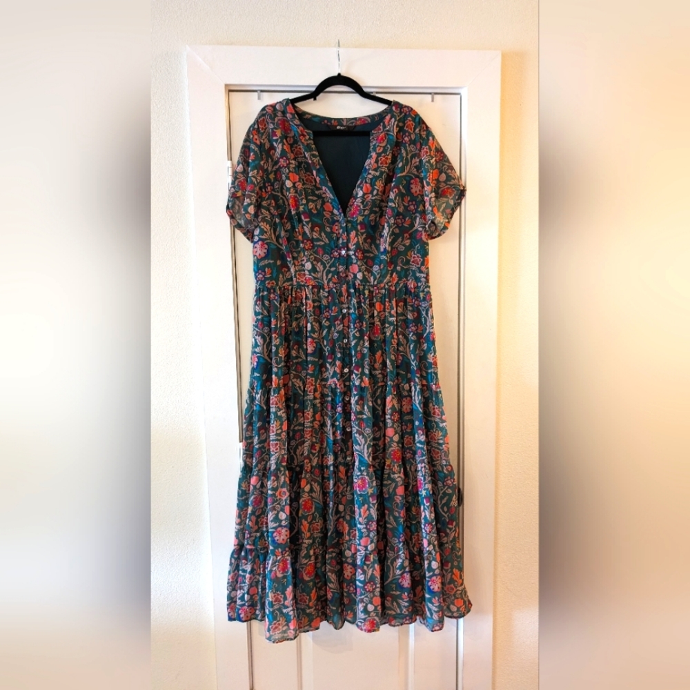 EShakti Maxi Dress Floral Hunter Green